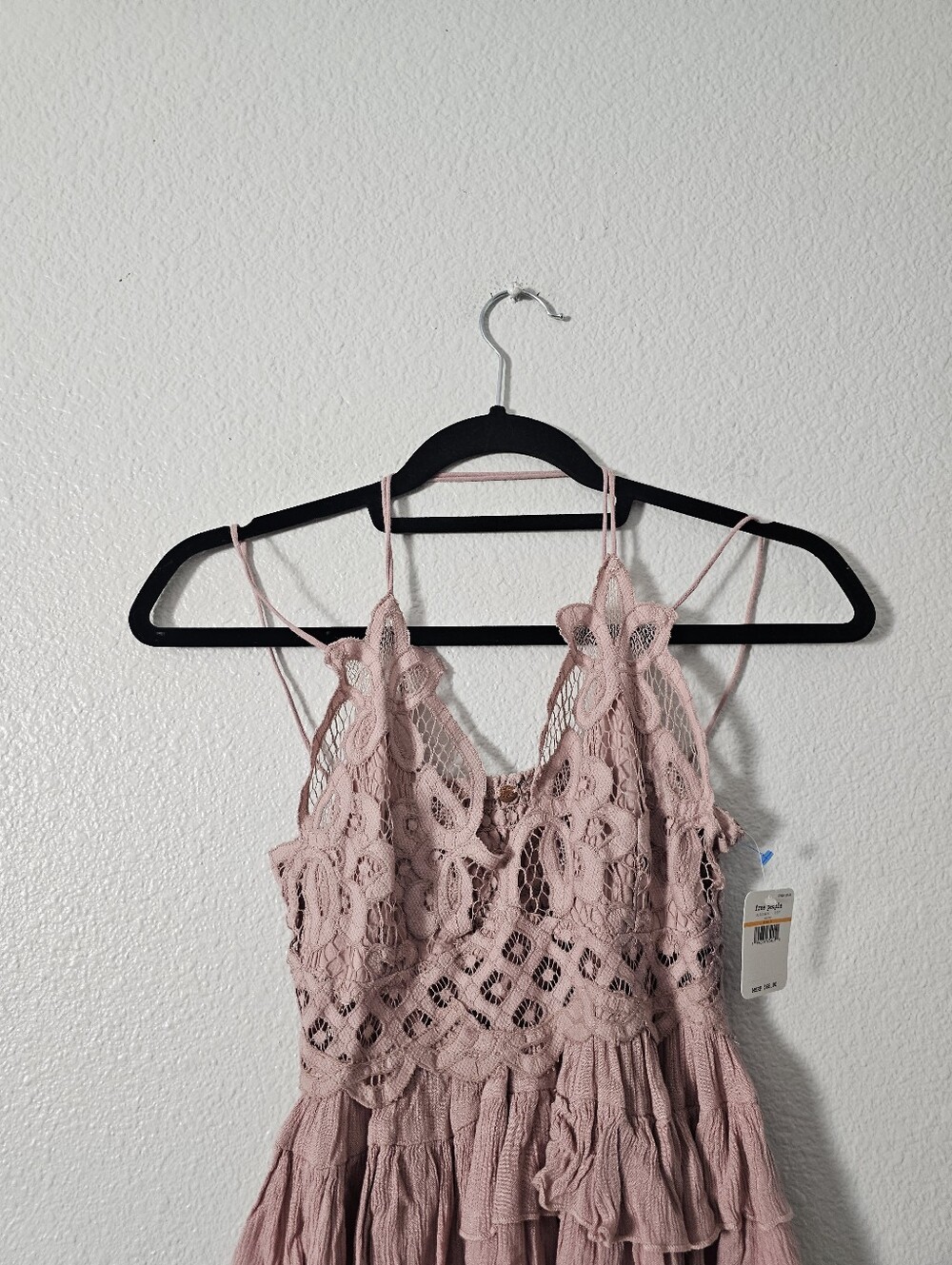 Nwt Free People Lace Crochet Pink Spaghetti-Strap Women's Top Adella Tank Sz S - Picture 2 of 6